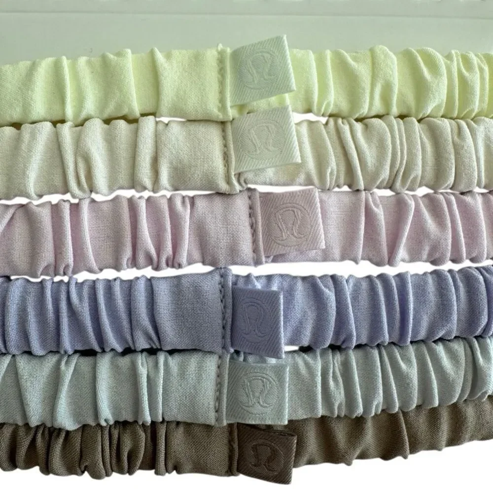Lululemon Skinny Scrunchies 6 Pack Sheer Oak/Lt Ivory/Pink Org/Elix/Vapor/Lav Fr